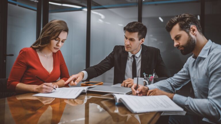 divorce attorney with clients