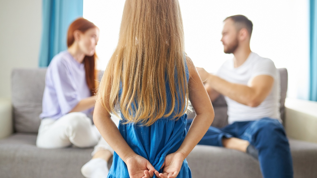 sad daughter feeling upset about parents divorce